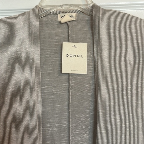Donni Anthropologie NWT women’s gray striped open cardigan sweater size OSFA - Picture 2 of 9